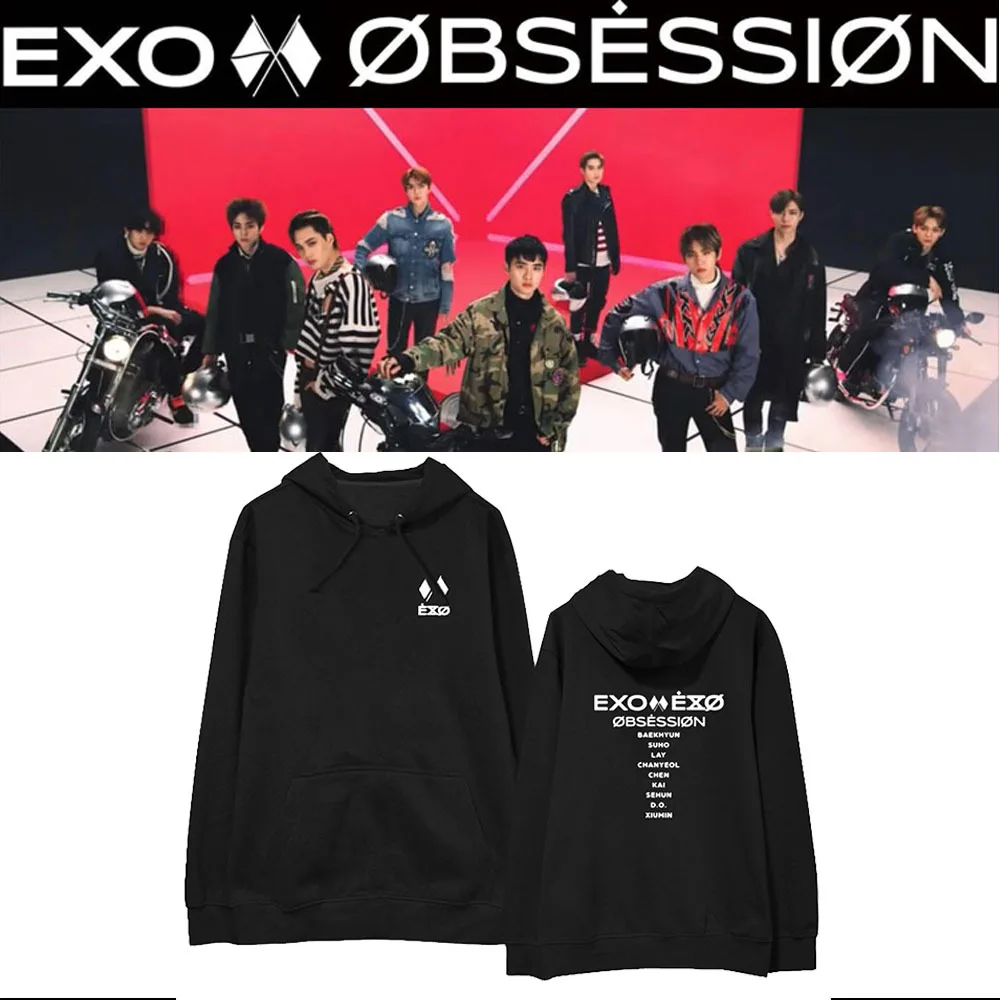 Основной альбом KPOP EXO OBSESSION толстовки Новые корейские модные хлопковые толстовки унисекс