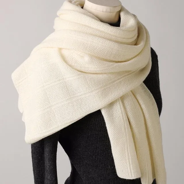99% настоящий кашемировый шарф, вязанный женский большой роскошный шарф, зимняя теплая Толстая обмотка, мягкий шарф из пашмины, Echarpe, чистый меринос, палантин - Цвет: Color 3