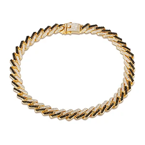 13 мм смешанный цвет кубический циркониевый кубинское звено ожерелье Красочный циркон цепь для мужчин хип хоп ювелирные изделия с коробкой дропшиппинг - Окраска металла: Black Gold