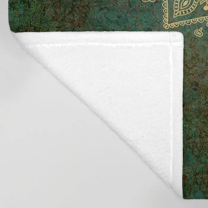 Двухэтажное одеяло с золотым цветком, Мандала на темно-зеленое одеяло, теплое одеяло из микрофибры
