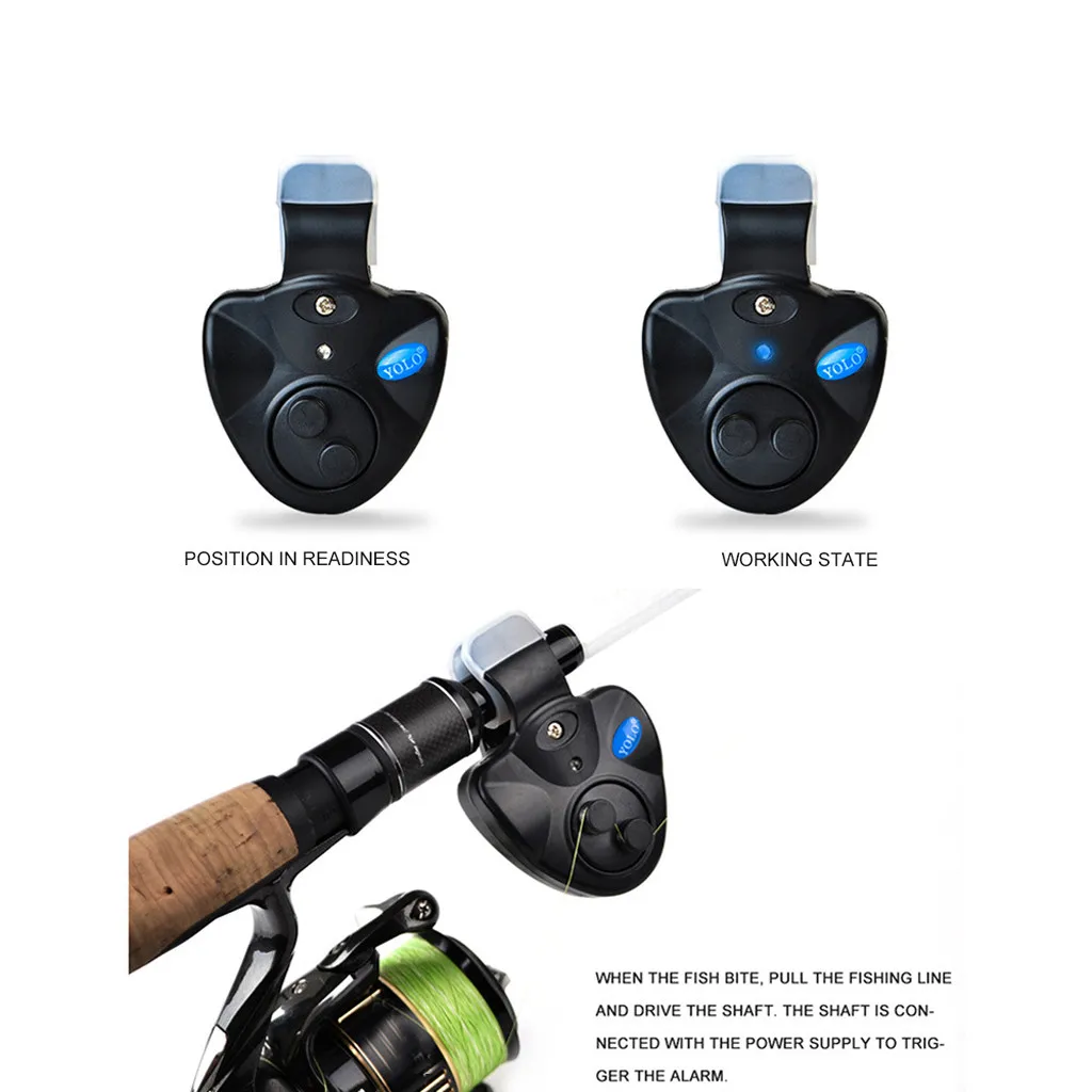 YOLO Fishing Bite Alarms 40g Electronic Wireless ABS Fish Bite Alarm New LED Light Fishing Rod Alarm Remind Fish Accessories 0F