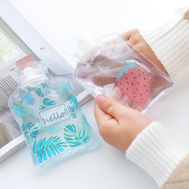 

Cartoon Hand Warm Water Bottle Cute Mini Transparent Hot Water Bottles Small Portable Hand Warmer Water Injection Storage Bag