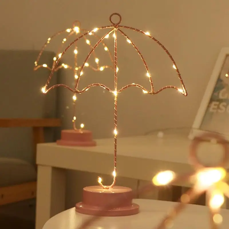 LumiParty Iron Umbrella Shape Led Table Lamp Night Light for Home Office Desk Table Decoration
