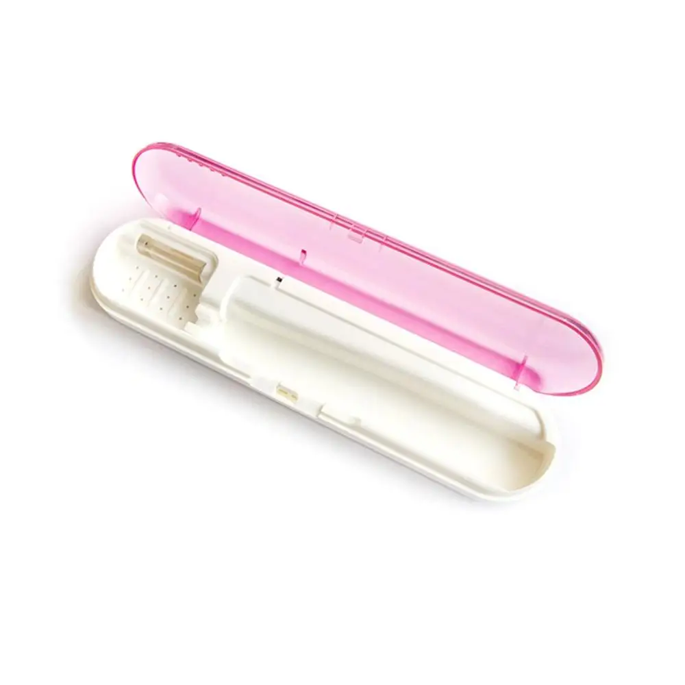 2 In1 UV Disinfection Toothbrush Box Toothbrush Head Sterilizer Portable Toothbrush Case Power By Battery For Household Travel - Цвет: Pink