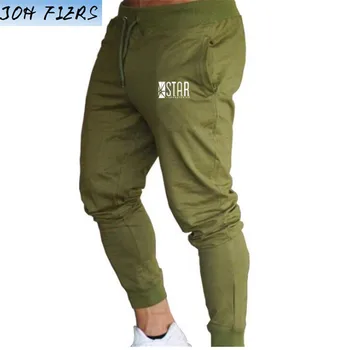 

STAR Men's Cotton Full Pants Sportswear Casual Elastic Cotton Mens Fitness Workout Tights Sweatpants Pants Trousers Jogger