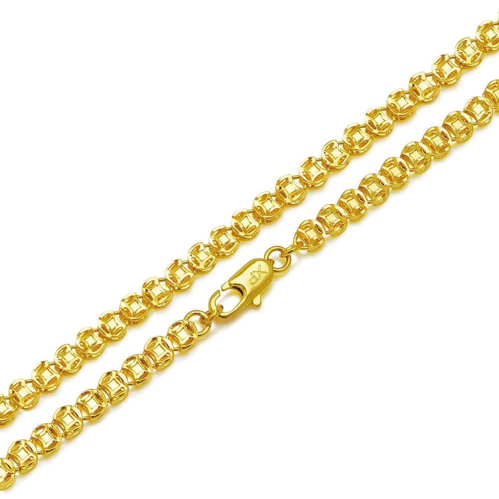 MxGxFam ( 50 см x 4 мм) ожерелья с имитацией монет для мужчин и женщин 24 k чистое золото