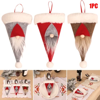 

Christmas Decorations for Home Non-Woven Tableware Holder Cover Dinner Tool Xmas Table Ornament New Year _WK