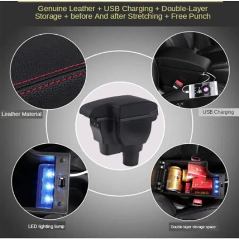 Armrest box Storage box For Hyundai SOLARIS 2 Accent Verna Car car armrest box armrest box
