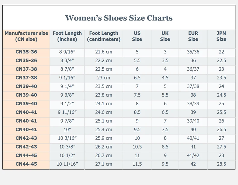 Size Chart for Youdiao Women Thick Sole Soft Indoor Slippers - Ladies Anti-slip Slipper Shoes