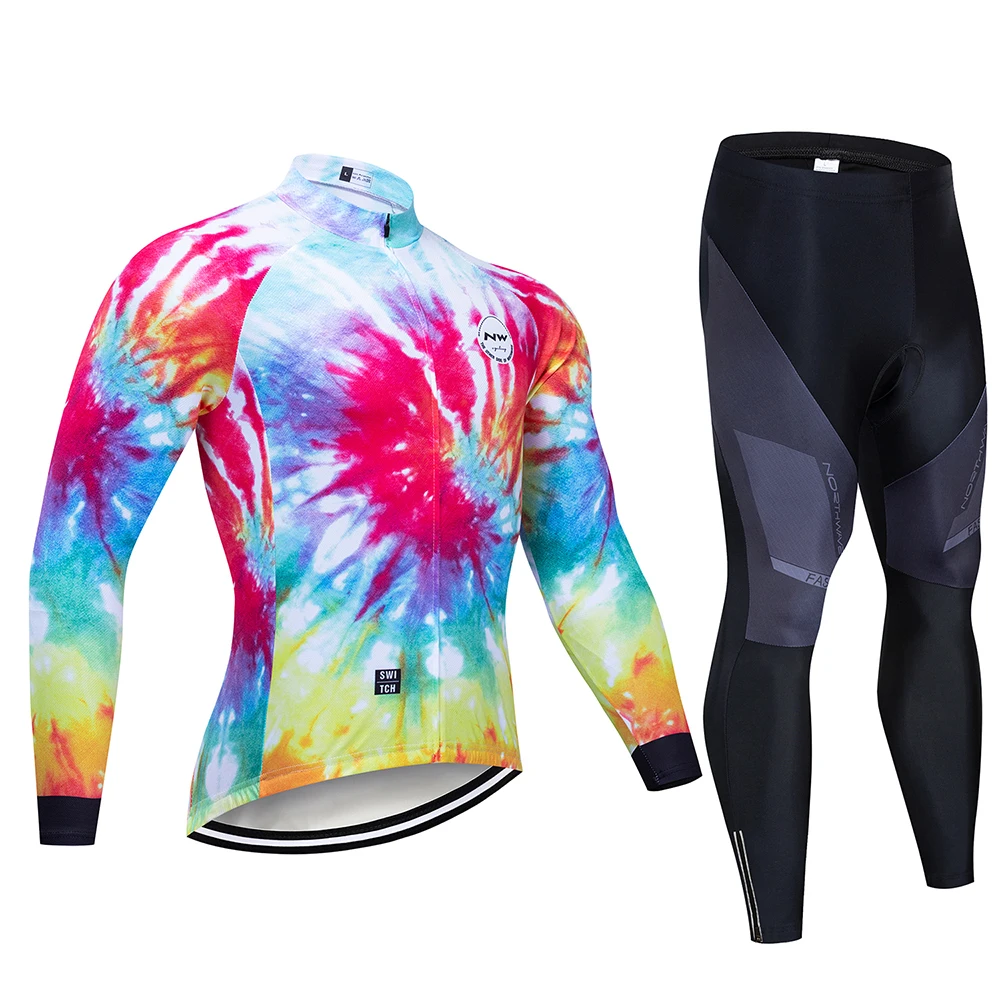 NW traje de jersey de manga larga de primavera traje de bicicleta de carreras Maillot traje masculino - Цвет: Long sleeve suit