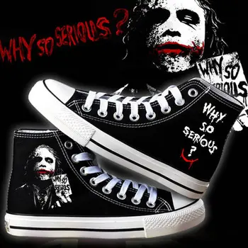 

anime Dark Knight Joker shoes Cosplay Halloween clown shoes Jokerr High-Top Shoes Men women casual canvas shoes Cosplay