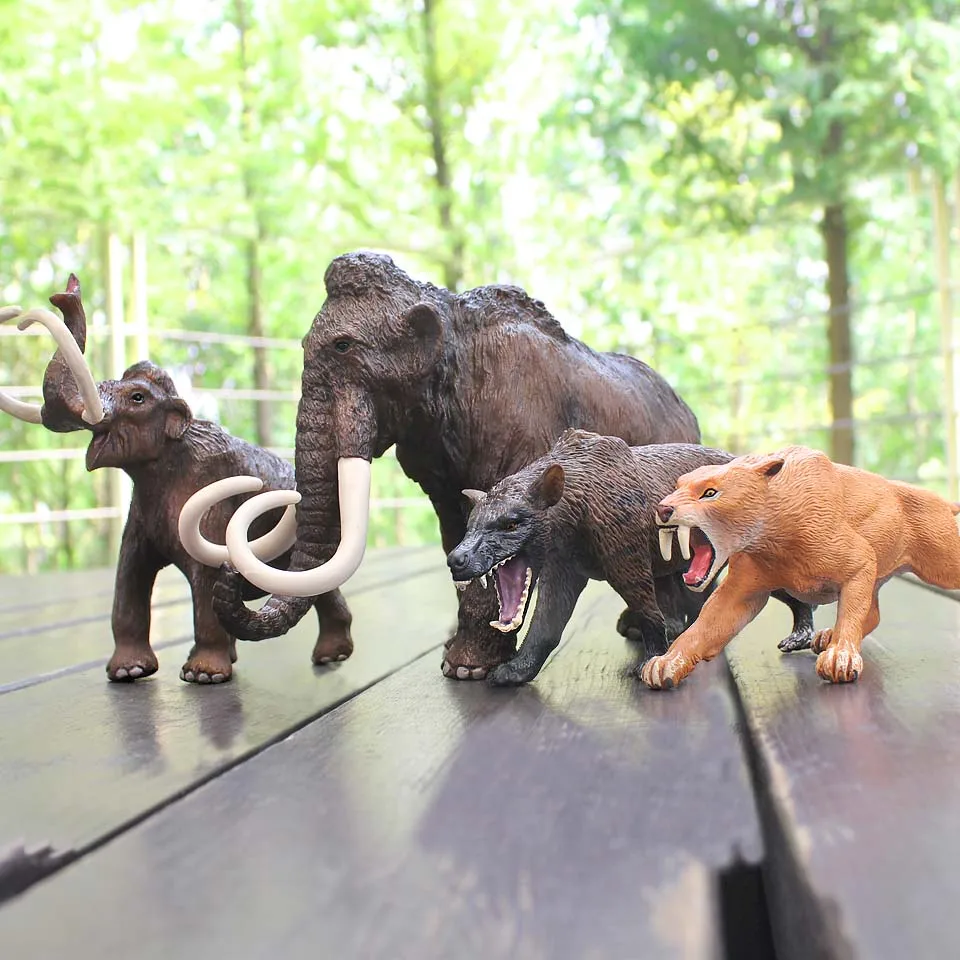 Wiben Mammoth Sabre Wulf Canis dirus модель животного пластиковые фигурки и игрушки развивающий подарок для детской коллекции - Цвет: 4pcs