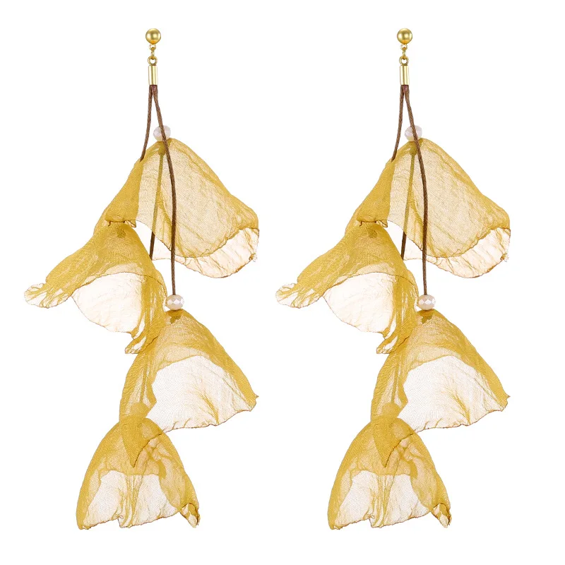 

Earrings 2019 Western Style Lace Gauze Fabric Long Ear Stud Earrings Hot Selling