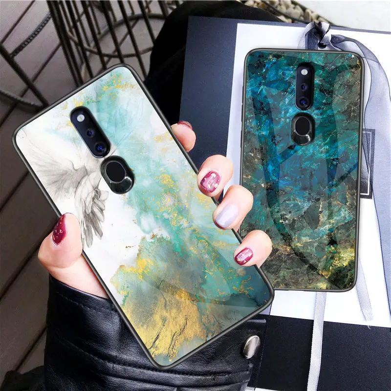 

For OPPO F11 Pro Case Fashion Tempered Glass Marble Hard Phone Case for OPPO F11 Pro Full Protection Cover Capa