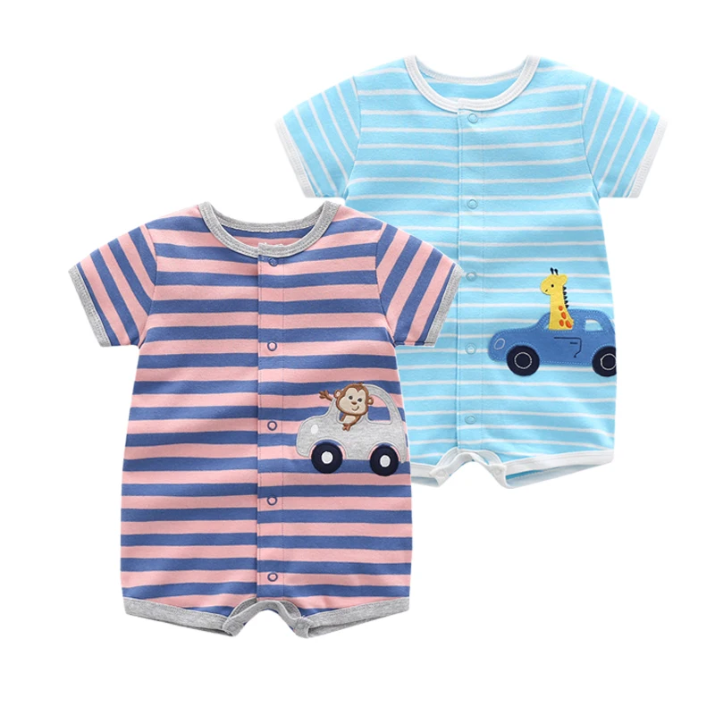 2Pcs/lot  Brand Summer 2021 Baby Girl Clothes Cotton Jumpsuit Baby Clothing Short sleeve  Infant Boys Clothes 0-24M Baby Rompers coloured baby bodysuits Baby Rompers