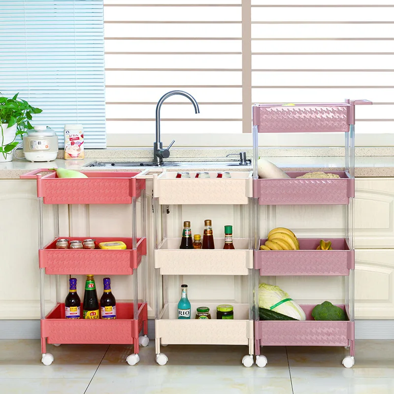 

And Beautiful Silk Plastic Three Layer Pulley Type Storage Rack Storage Shelf Bathroom Kitchen Debris Storage Rack Manufacturers