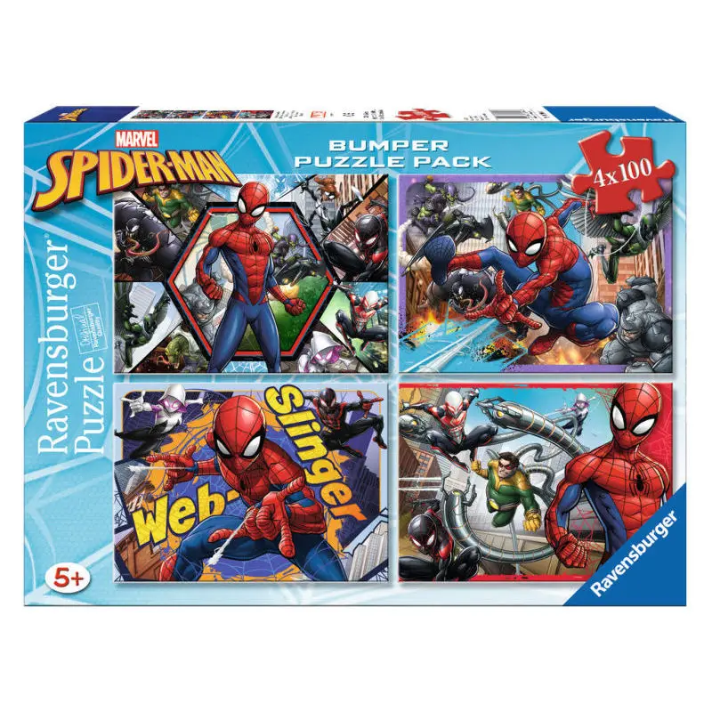 Ravensburger, 4 пазла, 100 деталей, бампер, Спайдермен(1/1