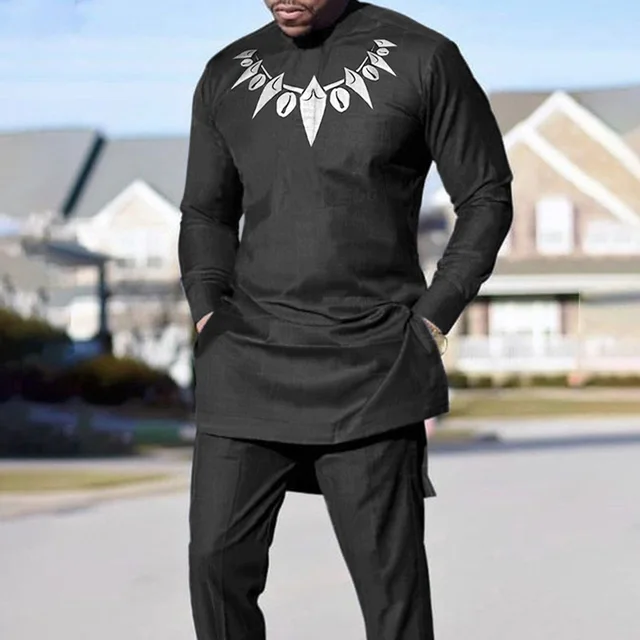 Efe African Long Sleeve Shirt + Trouser - Image 2