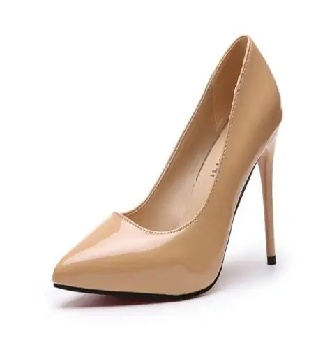 Tacones/обувь женские туфли-лодочки на высоком каблуке 11 см; пикантные женские свадебные туфли с острым носком; Talon Femme черные туфли на каблуке; большие размеры 35-44 - Цвет: Телесный