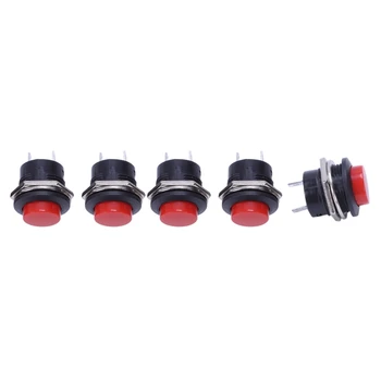 

5 x Momentary SPST NO Red Round Cap Push Button Switch AC 6A/125V 3A/250V