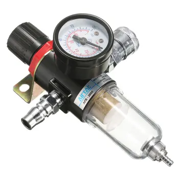 

1/4'' Air Compressor Filter Set Oil Water Separator Trap Tools With Regulator Gauge 40micron Particulate Filtration 30-120PSI