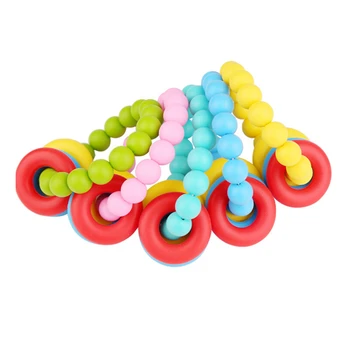 

1pc Food grade silicone Baby infant Soft Bite Teething Keys Chewing Gum Teether Toy Color Beaded Bracelet Baby Teether/Yellow