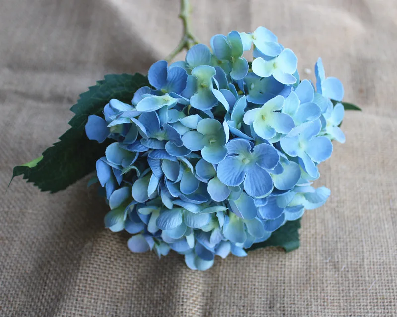 Blue Большая Гортензия ветвь цветка шелк искусственный Цветы Свадебные украшения домашний стол центральный Декор Флер искусственное - Цвет: Blue