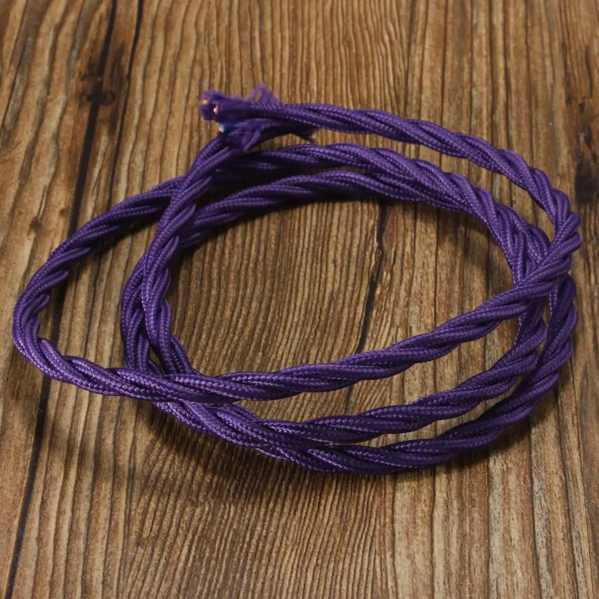 1 м винтажная цветная плетеная ткань гибкий кабель провод шнур электрическая лампа 3 ядра 0,75 см DIY светильники на тросах аксессуары - Цвет: Фиолетовый