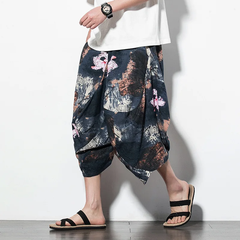Chinese Style Summer 2019 New Men's Retro-printed Loose Seven-cent Pants Young Men's Wear Chinese Style Summer 2019 New Men's Retro-printed Loose Seven-cent Pants Young Men's Wear