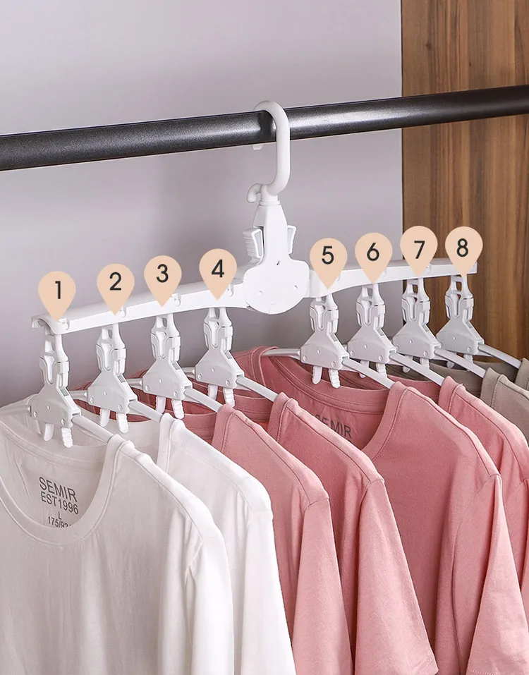 Rotate Anti-Skid Folding Hanger Plastic Drying Rack Magic Clothes Hangers Space Savers Organizer Multi Functional Adult White  (20)