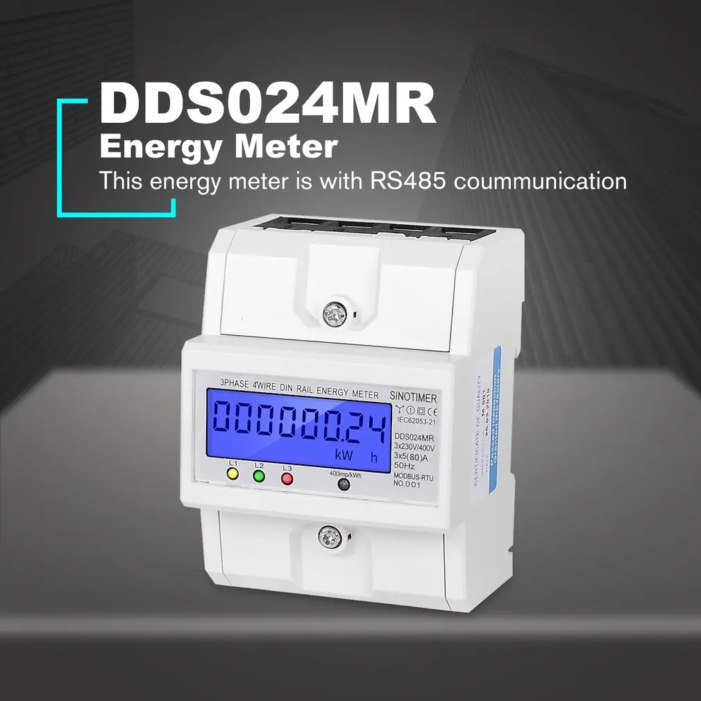 Мульти-функциональные однофазный или 3 фазы 4 провода 5-100A 230V электросчетчик переменного тока Электрический счетчик потребления монитор DIN Rail