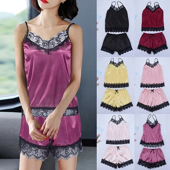 

Sexy Lingerie Women Silk Lace Casual Loose Solid Sleeveless Dress Babydoll Nightdress Nightgown Sleepwear Summer Clothes