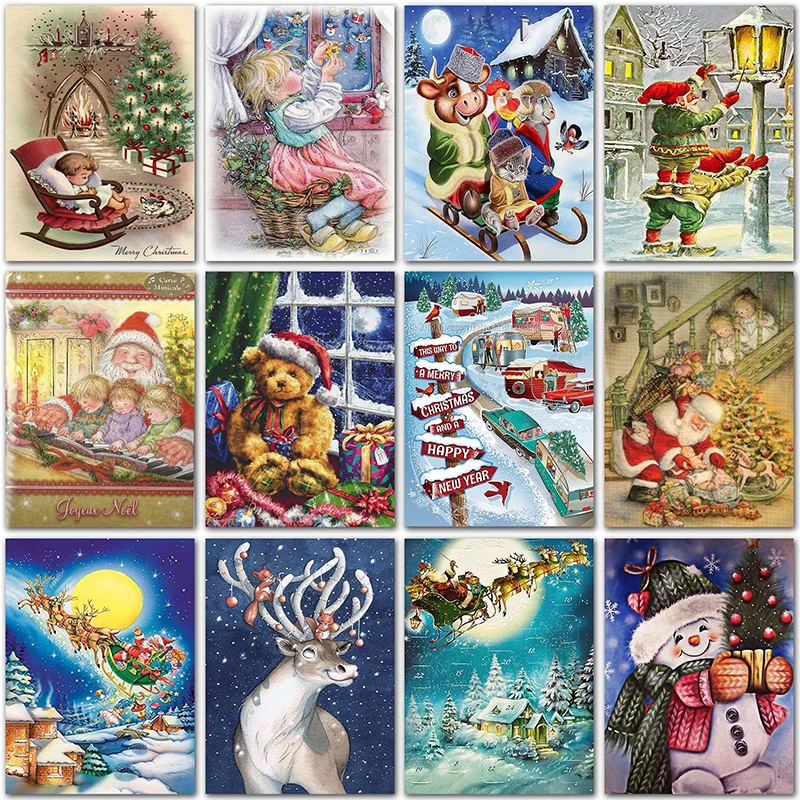 

Алмазная 5D картина «сделай сам», подарок на Рождество, снеговик, Санта-Клаус, Круглая Мозаика, полноразмерная вышивка крестиком