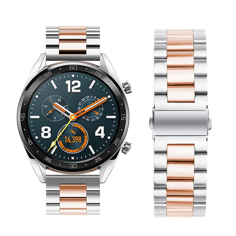 22 мм Металлические ремешки для ручных часов для huawei Watch GT браслет для samsung Galaxy 46 мм gear S3 ремешок на запястье Amazfit 2 быстрая установка - Цвет ремешка: Silver-rose
