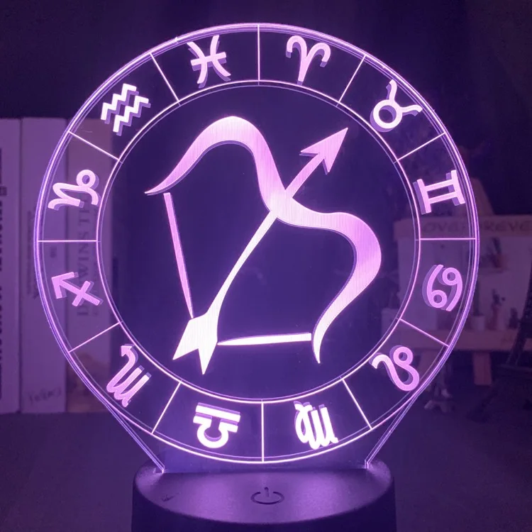 Sagittarius Ночной светильник Libra для девочек в общежитии, декоративный светильник, светодиодный, Usb, на батарейках, 3d, Ночной светильник, подарок, 12 созвездий, лампа для спальни - Испускаемый цвет: Sagittarius