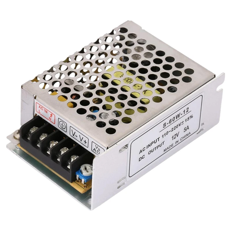 

12V5A Switching Power LED Light with Light Box,5A 12V AC/DC Voltage Converter Universal Regulated Switch Power Supply for LED