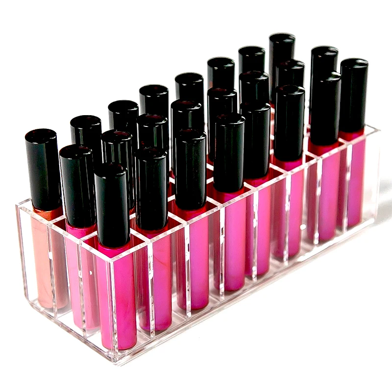 

New Fashion Acrylic Lip Gloss Holder 24 Slots Lipstick Box Display Stand Sundry Storage Box Cosmetic Makeup Organizer Holder