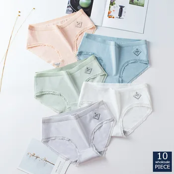 

10 pcs/lot Women's Panties Cotton Solid Girl Briefs Sexy Lingerie Female Underwear Ladies Underpants Women Intimate MLJ 5568