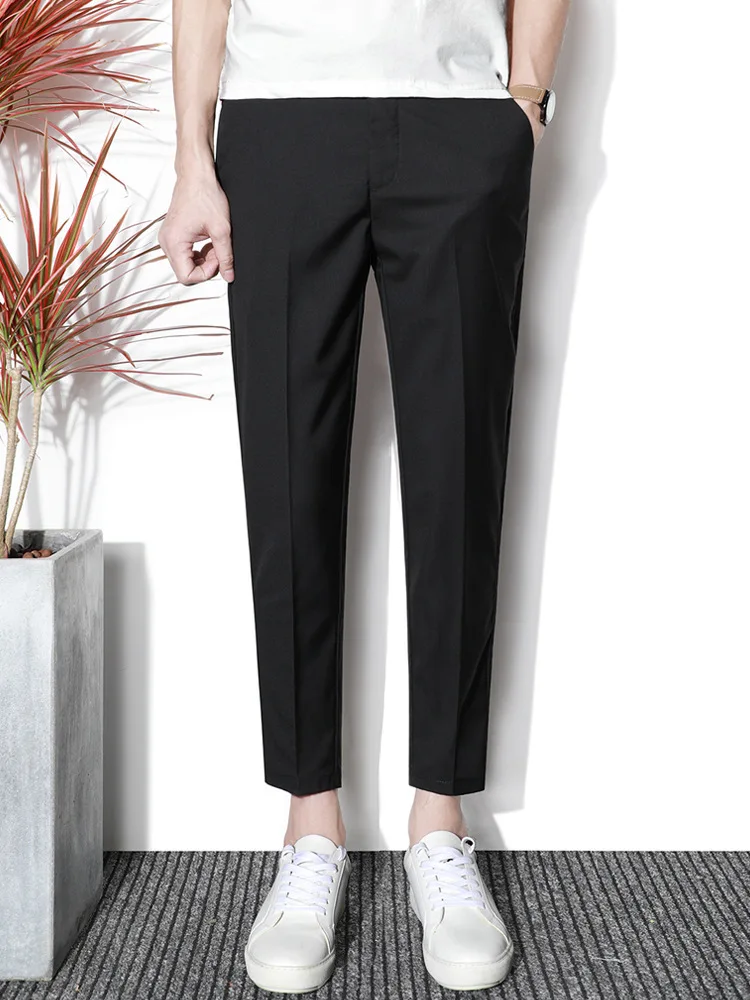 

Summer Drape Suit Pants Men's Capri Slim Fit Korean-style Trend Loose Straight Pants Thin Men Casual Suit Pants