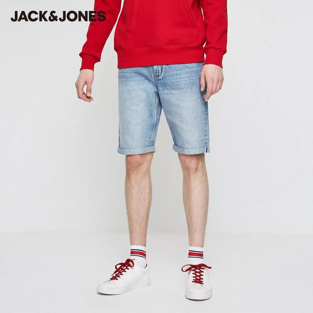 Джинсовые шорты Jack & Jones мужские до колена базовые штаны из хлопка свободного кроя