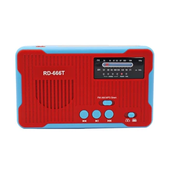 

Emergency Radio Solar Powered AM/FM Radio Hand Crank Radio with Emergency Alarm Flashlight Power Bank for MP3 Play Red