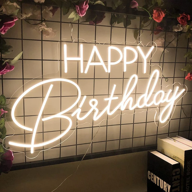 Panneau lumineux en plexiglas Transparent avec Logo personnalisé 21 joyeux  anniversaire, 3D Led Flex, panneau néon en acrylique, décor de fond de fête  - AliExpress