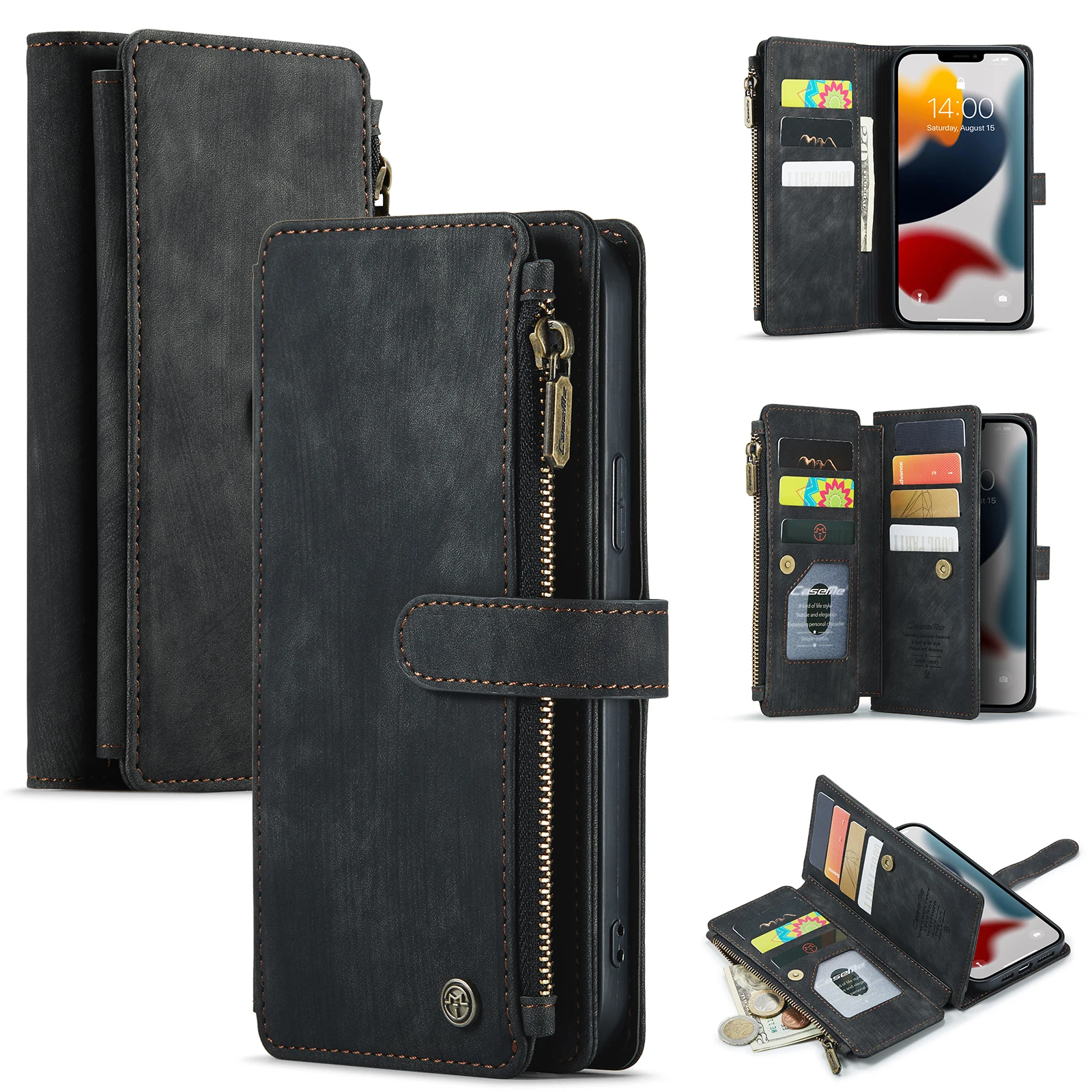 

CaseMe-C30 For Xiaomi Redmi Note 9s / 9 Pro / Note10 Pro 4G New Purse Luxury Zipper Multifunctional Flip Wallet Case Skins Cover