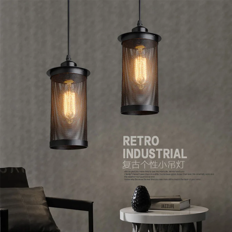 

Vintage Industrial Style Chandelier Single-head Creative Bar Counter Restaurant Tea Room Quiet Bar Cool Metal Mesh Vintage Suspe