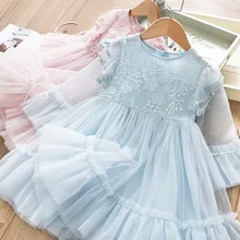 Платья принцессы для девочек весенние детские платья кружевные Детские Платья с цветочным рисунком Одежда для девочек оптом, 5 шт./партия