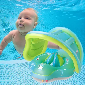 

Baby Swimming Ring Lying Ring Inflatable Baby Float Sunshade Swimming Boat Seat With Sun Canopy Swim PVC Armpit Life Buoy Ring