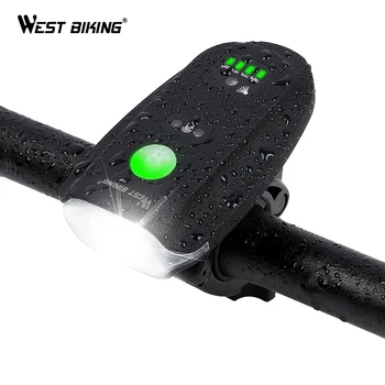 

WEST BIKING USB Charging Bike Flashlight 350 Lumen Intelligent Sensor Front Light 5 Model Cycling Waterproof Bicycle Headlight