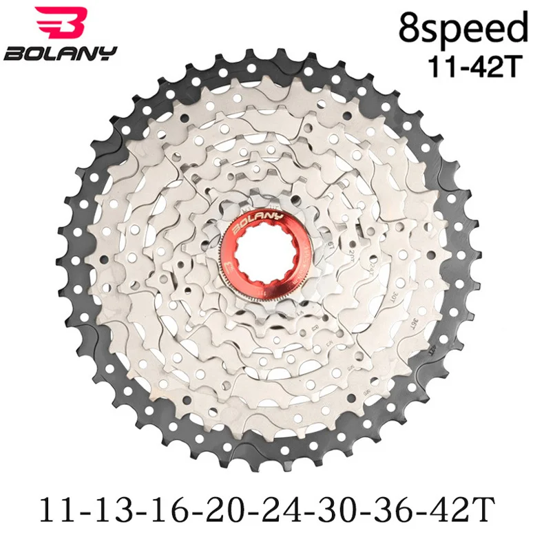 Bolany 8 скоростная кассета MTB 8V 11-42T 11-40T 11-36T 11-32T набор звездочек со встроенной трещоткой для горного велосипеда широкого соотношения Сверхлегкий 400g Велосипед маховик - Цвет: 11-42T