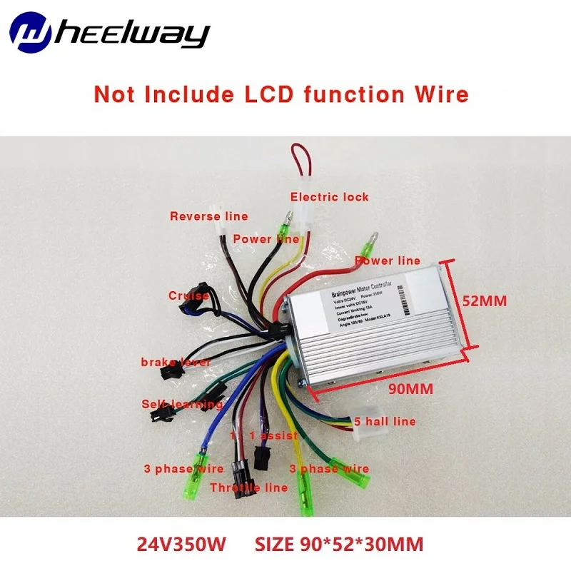 24V without LCD line 24 В/36 В/48 в 350 Вт MOFSET бесщеточный контроллер BLDC контроллер для электровелосипеда и скутера BLDC контроллер - Цвет: 24V without LCD line