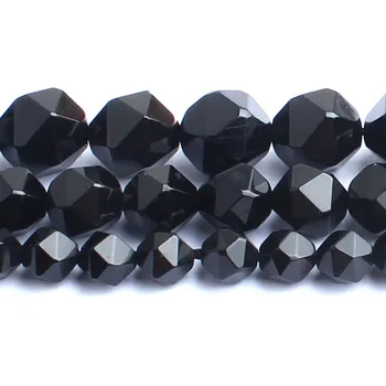 

6/8/10mm Faceted Natural Black Agates Stone Beads Round Loose Beads For Jewellery Making DIY Bracelet Necklace 15''/Strand